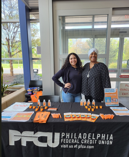 PFCU Business Development Specialist Yorkenia Gomez (left) with Human Resources Generalist Khadijah Jackson-Bey.