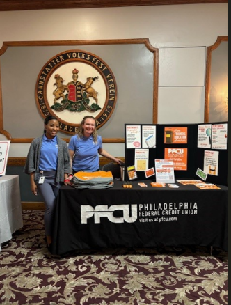 Financial Educator Yahné Jackson (left) and Business Development Manager Leanne Dewitt shared membership information at the Philadelphia Gas Works Retiree Association's Annual General Meeting.