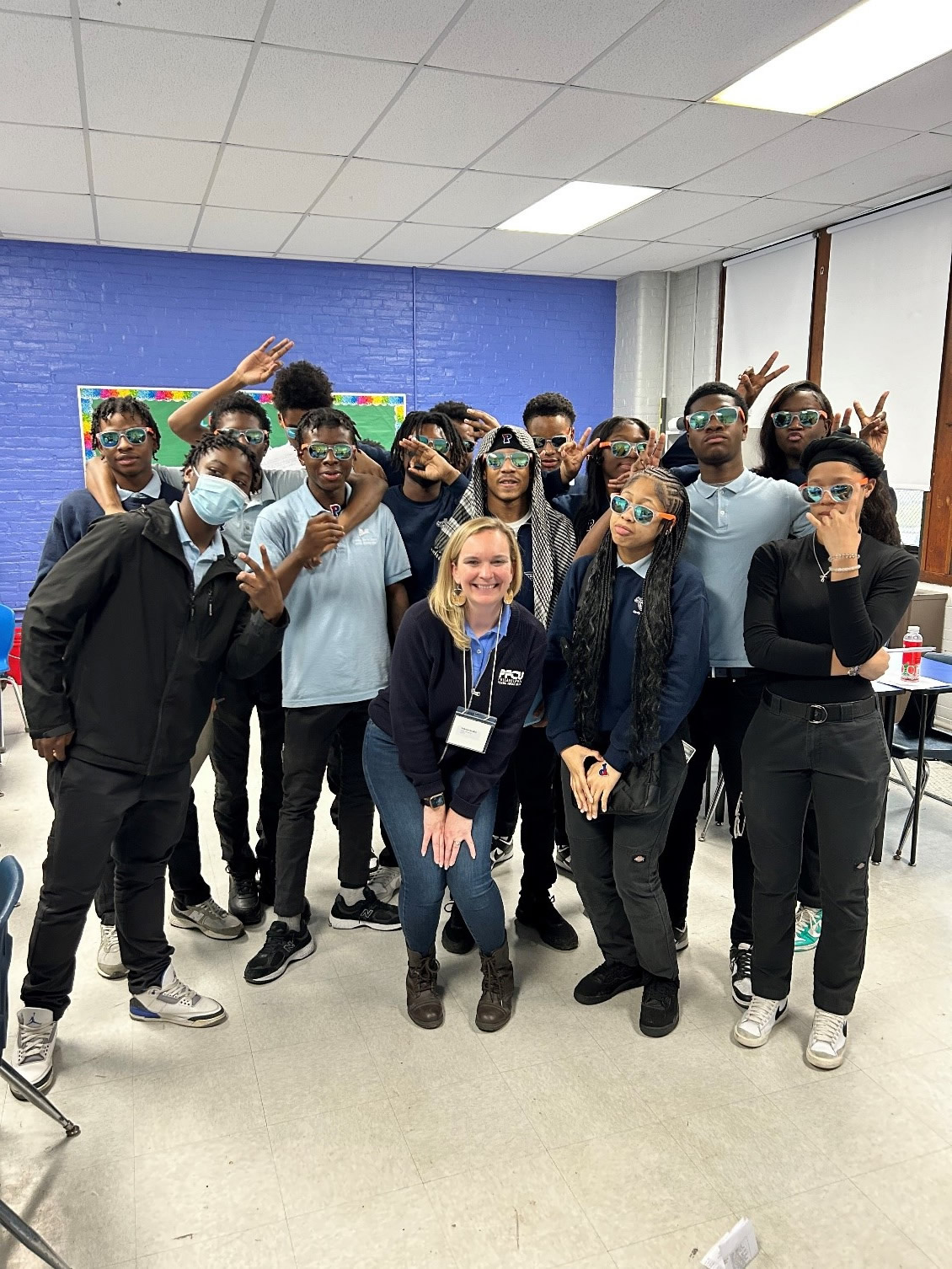 PFCU Business Development Manager Leanne Dewitt with students at Hardy Williams High Mastery Charter School during their Career Day event on February 2.